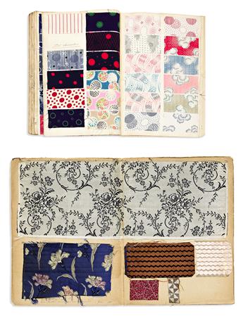 (TEXTILE PATTERN SAMPLES.) Two albums of French and German fabric swatches.